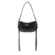 Denim Franje Schoudertas Guess , Black , Dames