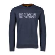 Donkerblauwe Ronde Hals Sweater Hugo Boss , Blue , Heren