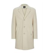 Slim-Fit Wollen Jas met Knoopsluiting Hugo Boss , Beige , Heren