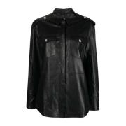 Leren shirt met voorzakken John Richmond , Black , Dames