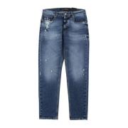 Slim-Fit Jeans met scheuren aan de voorkant en print op de achterkant ...