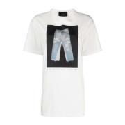 Denim Decoratieve Print T-Shirt John Richmond , White , Dames