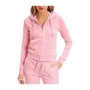 Roze Velvet/Linnen Korte Rits Sweater Juicy Couture , Pink , Dames