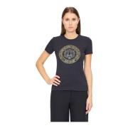 T-shirt met kristallen logo Just Cavalli , Black , Dames