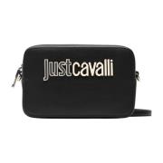 Dames Schoudertas met Metalen Logo Just Cavalli , Black , Dames