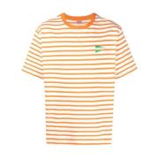 Gestreept Logo Print T-shirt Kenzo , Orange , Heren