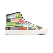 Hoge sneakers met all-over logo print Kenzo , Green , Heren