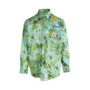 Mint Print Lange Casual Overhemd Kenzo , Green , Heren