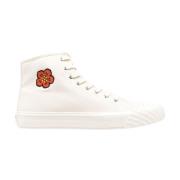 Witte Hoge Sneakers van Canvas met Boke Bloem Motief Kenzo , White , H...