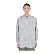 Geborduurd Oversized Gestreept Overhemd Kenzo , Gray , Heren