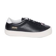 Leren Sneakers met Geperforeerd Detail Kenzo , Black , Heren