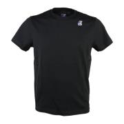 Zwarte Katoenen Slim Fit T-Shirt K-Way , Black , Heren
