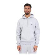 Grijze Heren Hoodie met Logo Patch Lacoste , Gray , Heren