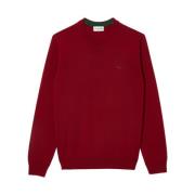 Merino Wol Ronde Hals Trui Lacoste , Red , Heren