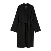 Dubbele wollen jas met mandarijnkraag Max Mara , Black , Dames