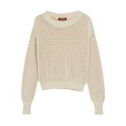 Geperforeerde Crew Neck Trui Max Mara , Beige , Dames