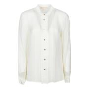 Bone Lange Mouw Knoop Blouse Michael Kors , Beige , Dames