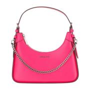 Leren tas met logo detail en ritssluiting Michael Kors , Pink , Dames