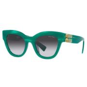 Vierkante zonnebril met gouden logo Miu Miu , Green , Dames