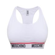 Crop top met logo Moschino , White , Dames