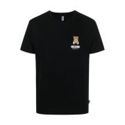 Zwart Stretch Katoenen Logo T-Shirt Moschino , Black , Heren