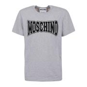 Grijs Geborduurd Logo T-Shirt Moschino , Gray , Heren
