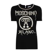 Rockende Zwarte Tee Moschino , Black , Dames