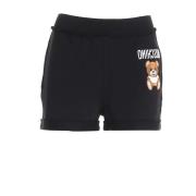Zwarte Teddybeer Shorts met Franje Details Moschino , Black , Dames