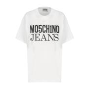 Wit Katoenen T-shirt met Logo Print Moschino , White , Dames