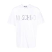 Wit Logo-Print Katoenen T-Shirt Moschino , White , Heren