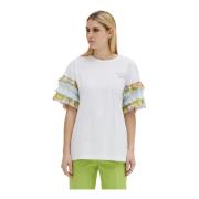 Katoenen T-shirt met Rouges Moschino , White , Dames