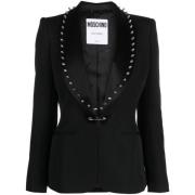 Zwarte Spike-Versierde Bar-Pin Blazer Moschino , Black , Dames