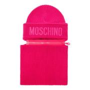 Beanie met afneembare buisvormige sjaal Moschino , Pink , Unisex