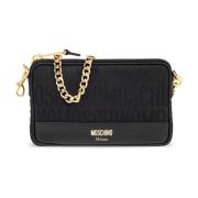 Schoudertas met logo Moschino , Black , Dames