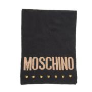 Logo Studs Sjaal met Lurex Details Moschino , Black , Dames