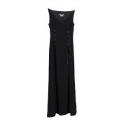 Maxi jurk met vetersluiting in zwart acetaat Moschino , Black , Dames