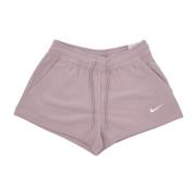 Hoog getailleerde geribbelde jersey shorts Nike , Gray , Dames