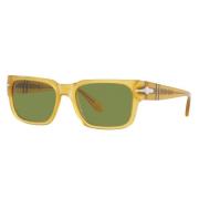Rechthoekige zonnebril in honing met groene antireflecterende glazen P...