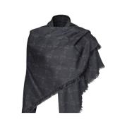 Zwarte katoenen en modale jacquard sjaal met Monogram ontwerp Pinko , ...