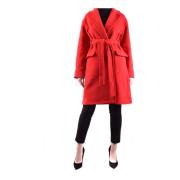 Rode Ceintuur Wollen Jas Pinko , Red , Dames