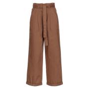 Wijde Rechte Pijp Katoenen Broek Pinko , Brown , Dames