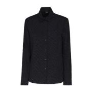 Zwarte Jacquard Patroon Shirt Pinko , Black , Dames