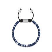 Men`s Beaded Bracelet with Dark Blue and Silver Disc Beads Nialaya , M...