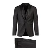 Luxe Single Breasted Suit Set Tagliatore , Black , Heren