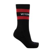 Rekbare zwarte katoenmix sokken Vetements , Black , Dames