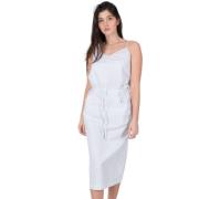 C53038 geweven slipdress met riem Roberto Collina , Blue , Dames