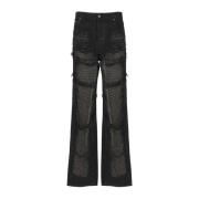 Zwarte katoenen jeans met kristallen inzetstukken Darkpark , Black , D...