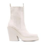 120mm Puntige Suède Laarzen Vic Matié , White , Dames