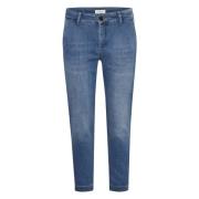 Casual Cropped Jeans Part Two , Blue , Dames