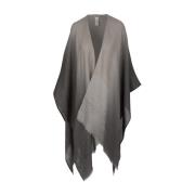 Poncho-Stijl Cape met Franje Details Agnona , Brown , Dames